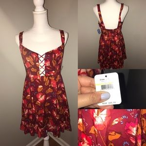 Free People intimately Red combo Floral dress